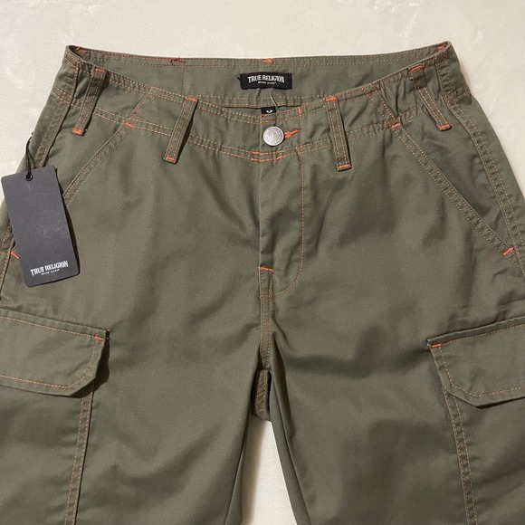 True Religion Other - True Religion Mens Cargo Pants Kalamata Papaya Orange Contrast Stitch Size 28